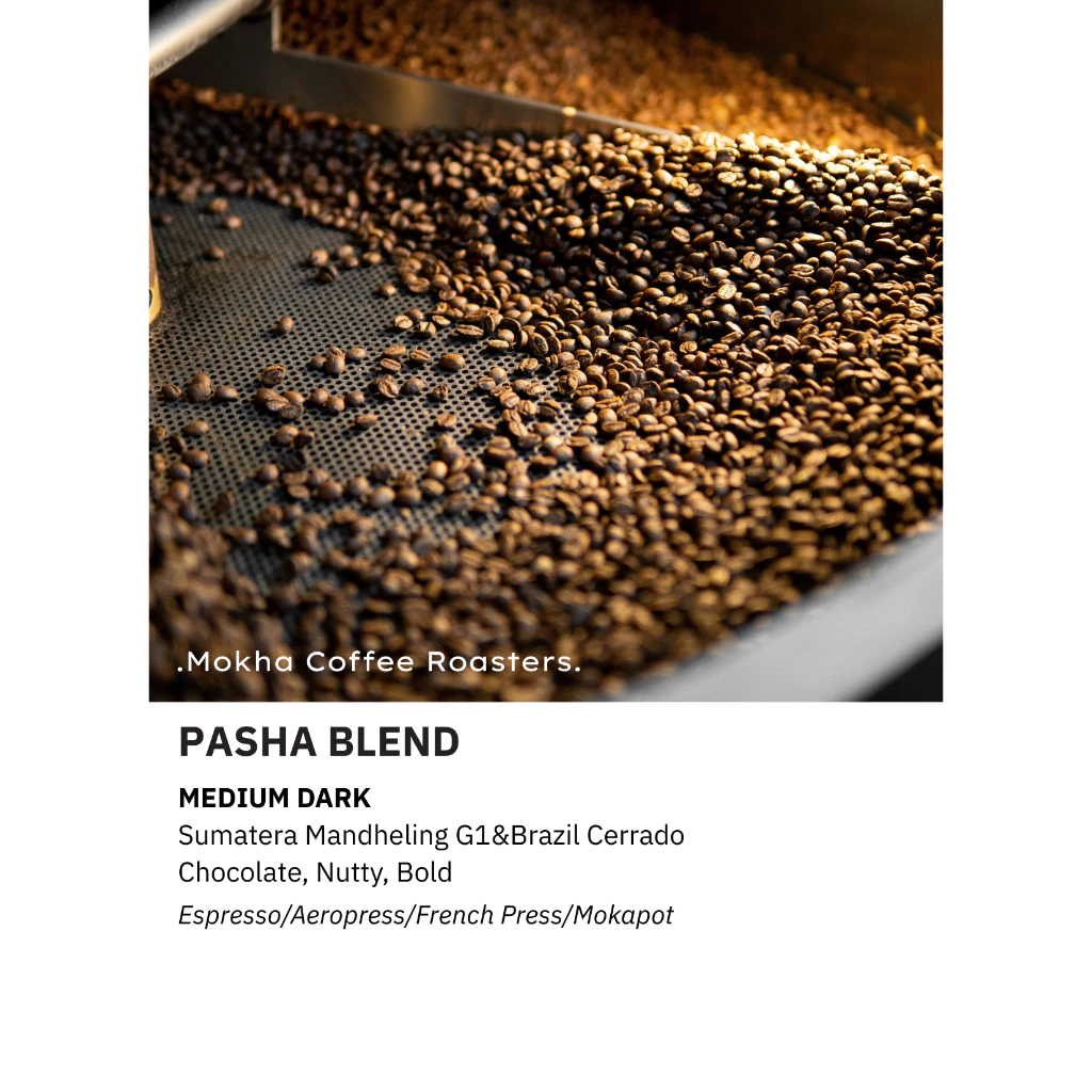Fresh coffee beans coming out of the roaster